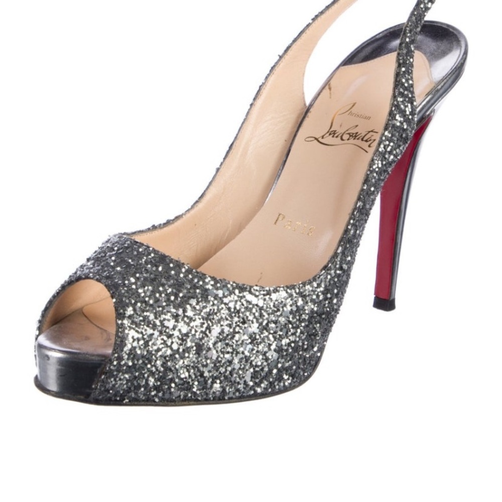 Christian Louboutin Glitter Slingback Heels